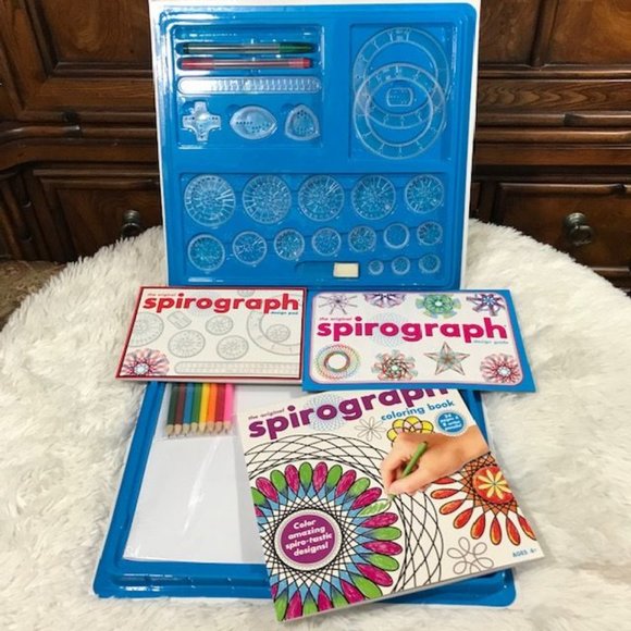 Spirograph Deluxe Set & Travel Spirograph Tin Set w/Bonus Coloring Book Pencils - Picture 5 of 16